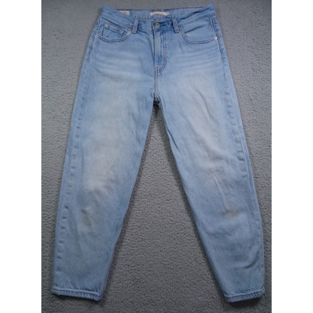 Levis Premium Womens Jeans Size 25 Blue Denim Loose Taper Crop Stretch High Rise